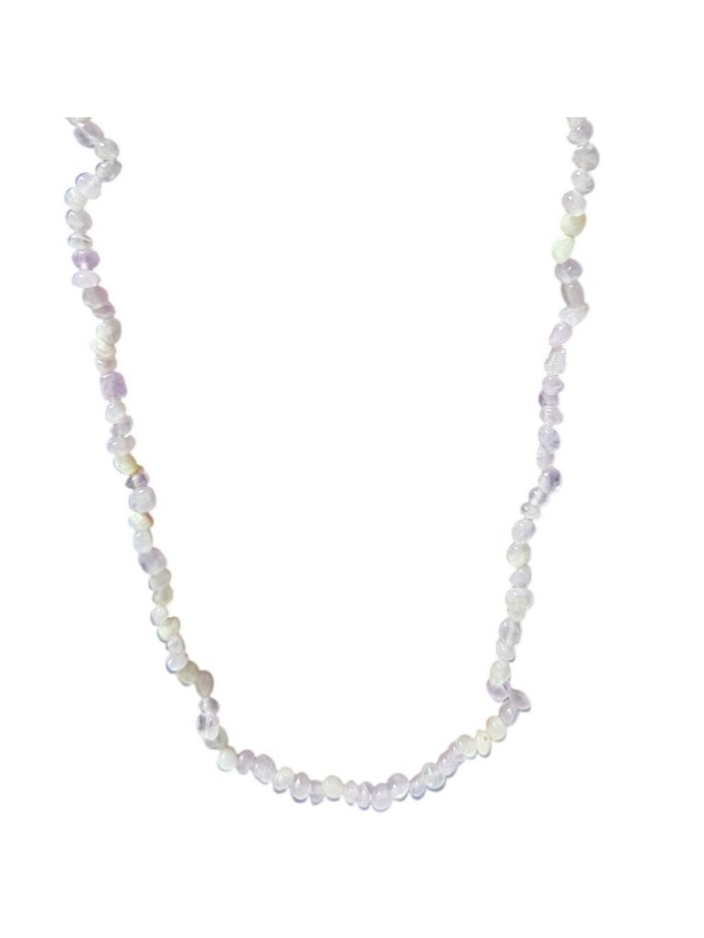 Natural Lavender Stone Beaded Necklace Boho Minimalist Fashion Jewelry Women